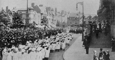 Hertigen av Westminsters ålderdom och bröllopsfestligheter i Chester, illustration från The King, 1 juni 1901